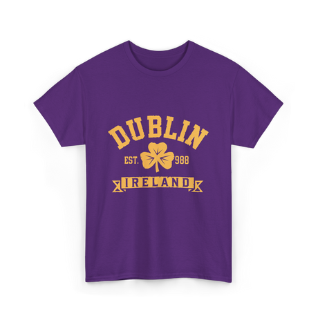 Dublin Ireland Est 988 Clover T-Shirt - Purple