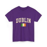 Dublin Ireland Irish Flag T-Shirt - Purple