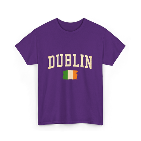 Dublin Ireland Irish Flag T-Shirt - Purple