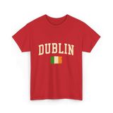 Dublin Ireland Irish Flag T-Shirt - Red