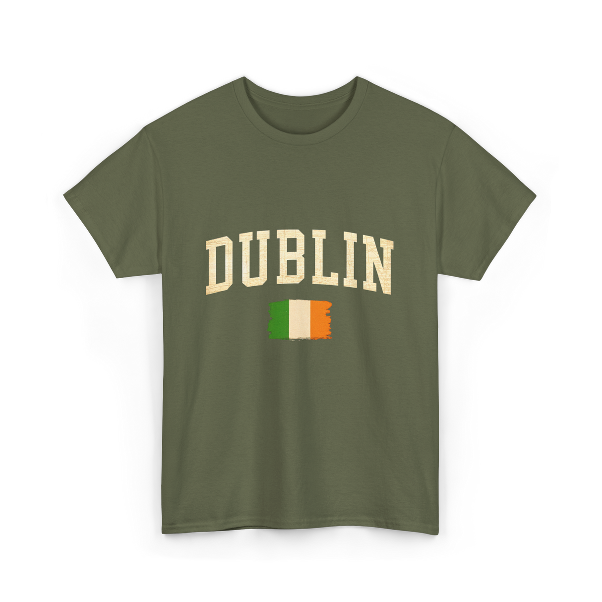 Dublin Ireland Irish Flag T-Shirt - Military Green