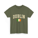 Dublin Ireland Irish Flag T-Shirt - Military Green