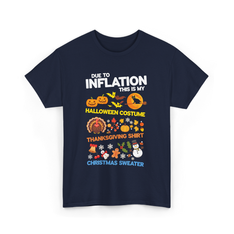 Due to Inflation Holiday Costume T-Shirt - Navy