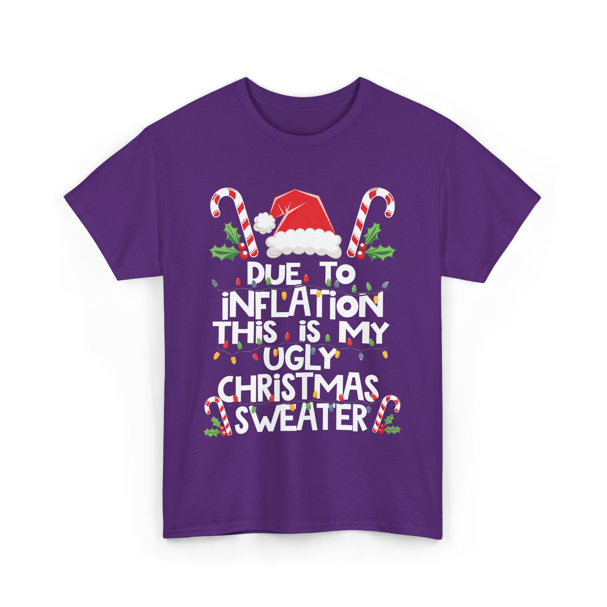 Due to Inflation Ugly Christmas Sweater T-Shirt - Purple