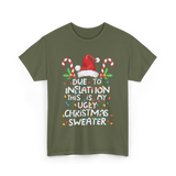 Due to Inflation Ugly Christmas Sweater T-Shirt - Military Green