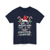 Due to Inflation Ugly Christmas Sweater T-Shirt - Navy