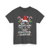 Due to Inflation Ugly Christmas Sweater T-Shirt - Dark Heather