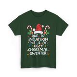 Due to Inflation Ugly Christmas Sweater T-Shirt - Forest Green