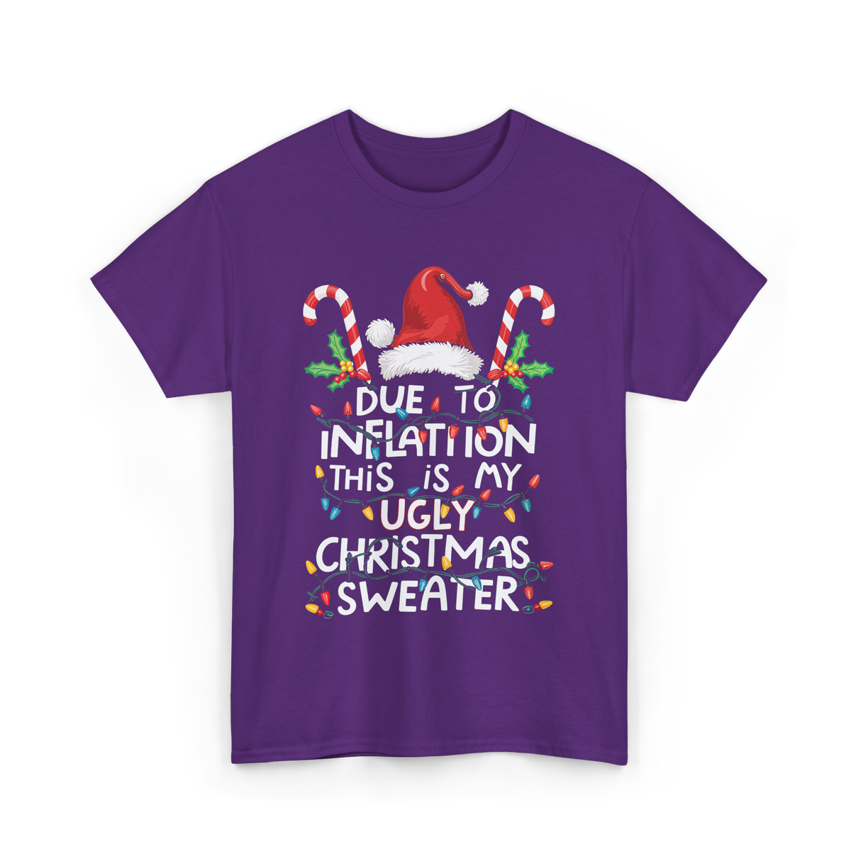 Due to Inflation Ugly Christmas Sweater T-Shirt - Purple