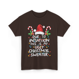 Due to Inflation Ugly Christmas Sweater T-Shirt - Dark Chocolate