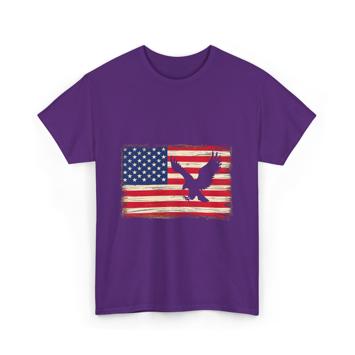 Eagle American Flag Patriotic T-Shirt - Purple