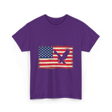 Eagle American Flag Patriotic T-Shirt - Purple