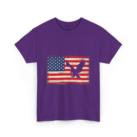 Eagle American Flag Patriotic T-Shirt - Purple