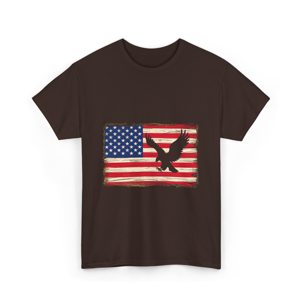 Eagle American Flag Patriotic T-Shirt - Dark Chocolate