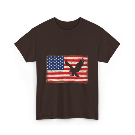 Eagle American Flag Patriotic T-Shirt - Dark Chocolate