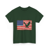 Eagle American Flag Patriotic T-Shirt - Forest Green