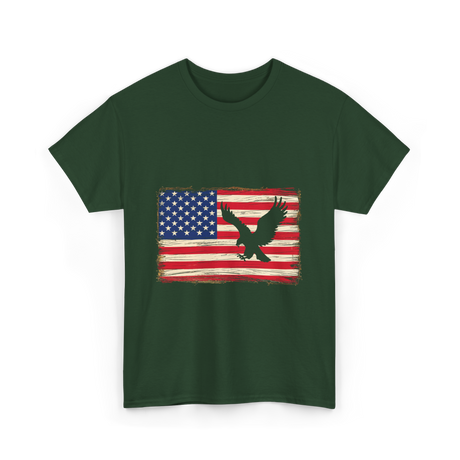 Eagle American Flag Patriotic T-Shirt - Forest Green