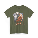 Eagle and Hawk Wildlife Art T-Shirt - Military Green