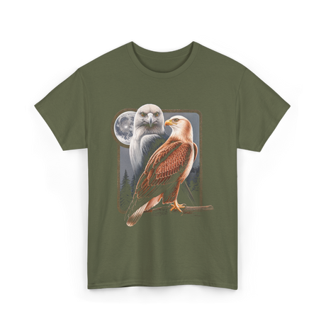 Eagle and Hawk Wildlife Art T-Shirt - Military Green