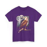 Eagle and Hawk Wildlife Art T-Shirt - Purple