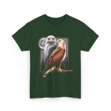 Eagle and Hawk Wildlife Art T-Shirt - Forest Green