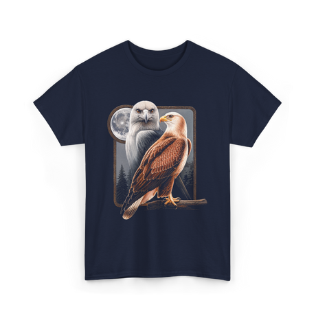 Eagle and Hawk Wildlife Art T-Shirt - Navy