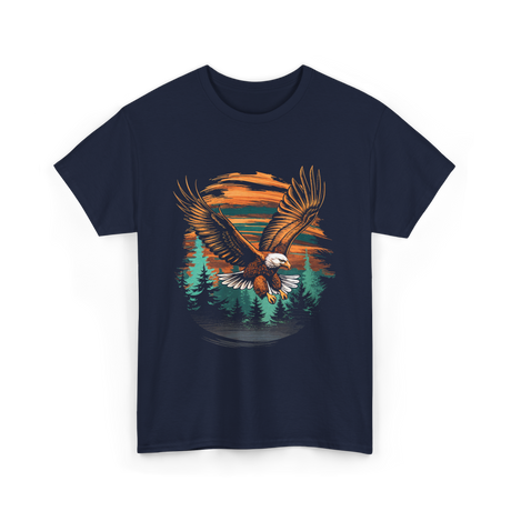 Eagle Flying Wildlife Eagle T-Shirt - Navy