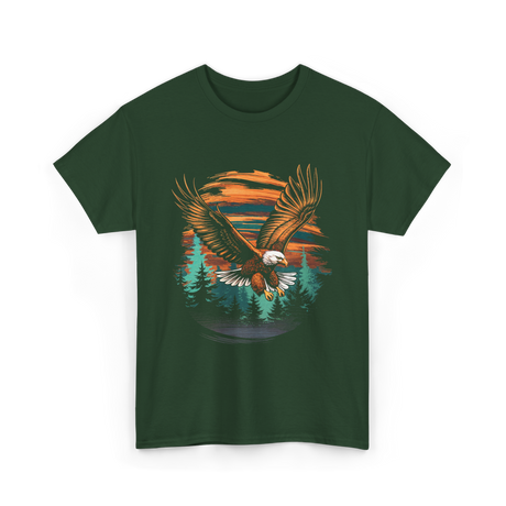 Eagle Flying Wildlife Eagle T-Shirt - Forest Green