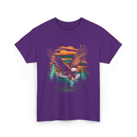 Eagle Flying Wildlife Eagle T-Shirt - Purple