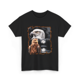 Eagle Moon Wildlife Portrait Nature T-Shirt - Black