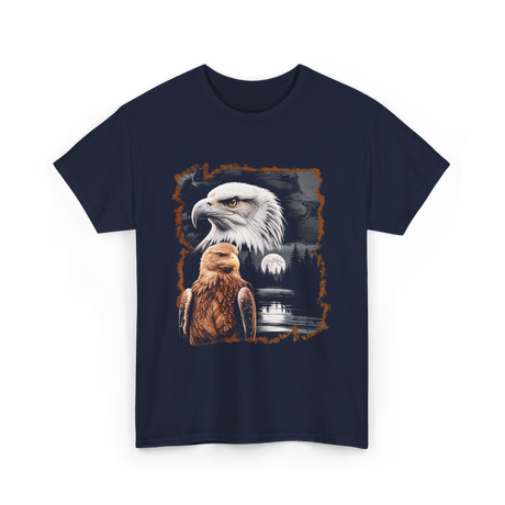 Eagle Moon Wildlife Portrait Nature T-Shirt - Navy