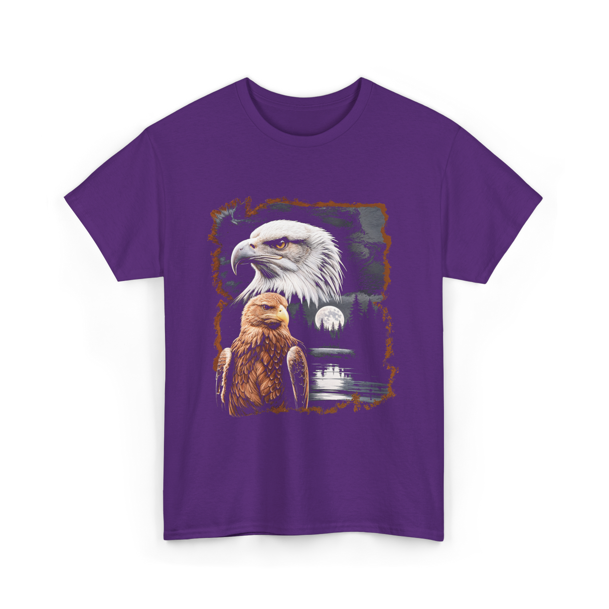 Eagle Moon Wildlife Portrait Nature T-Shirt - Purple