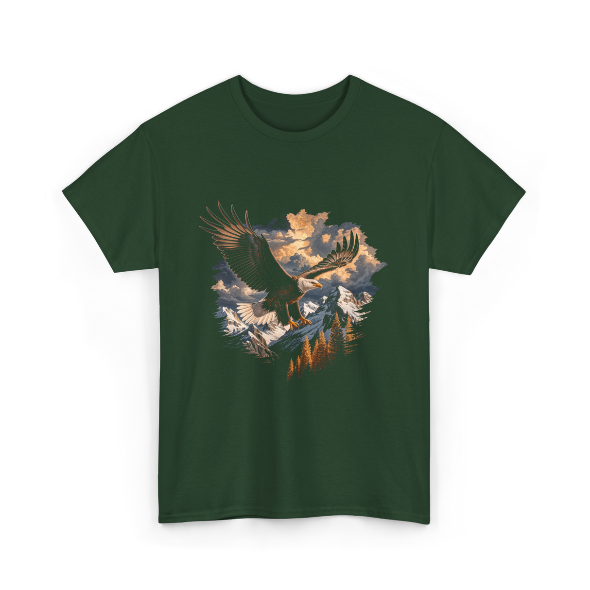 Eagle Mountains Wildlife Art T-Shirt - Forest Green