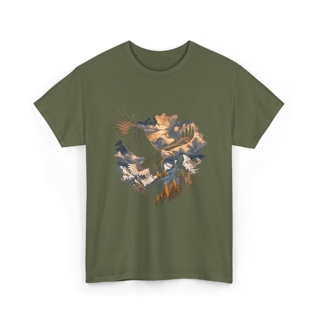 Eagle Mountains Wildlife Art T-Shirt - Military Green