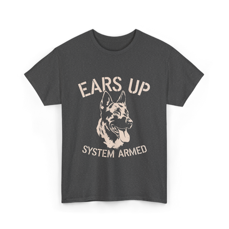 Ears Up System Armed Dog Lover T-Shirt - Dark Heather