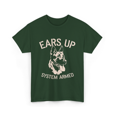 Ears Up System Armed Dog Lover T-Shirt - Forest Green