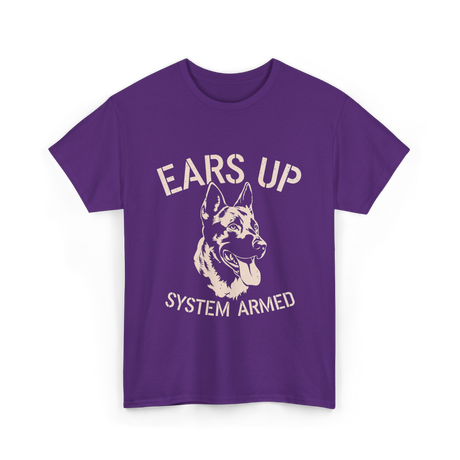 Ears Up System Armed Dog Lover T-Shirt - Purple