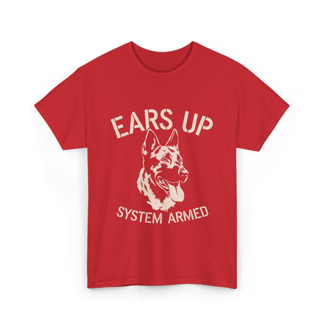 Ears Up System Armed Dog Lover T-Shirt - Red