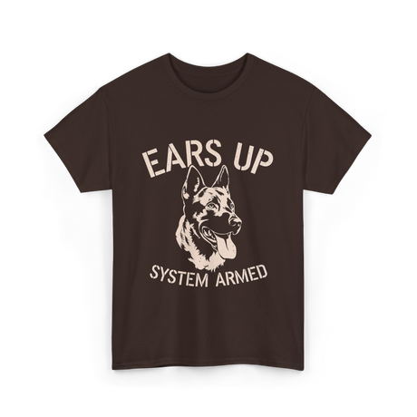 Ears Up System Armed Dog Lover T-Shirt - Dark Chocolate