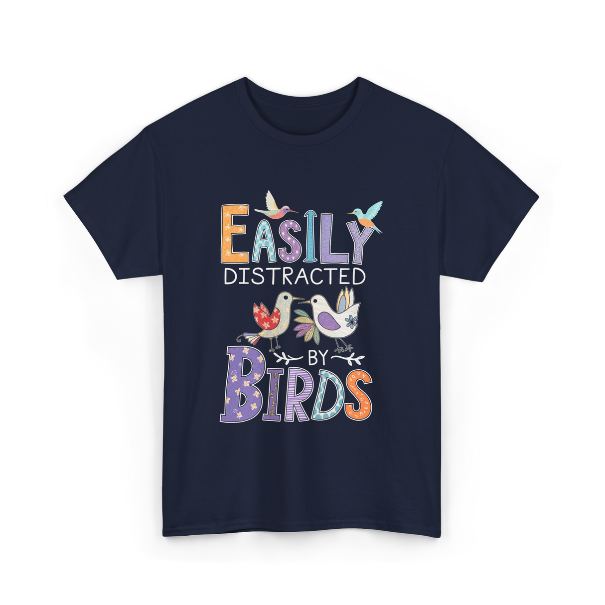 Easily Distracted Birds Birdwatching T-Shirt - Navy