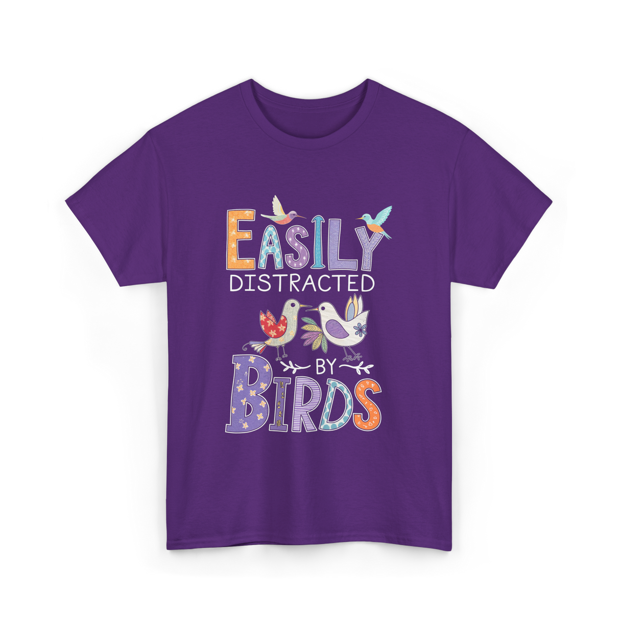 Easily Distracted Birds Birdwatching T-Shirt - Purple