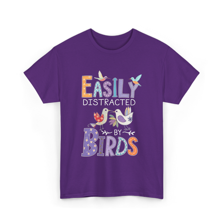 Easily Distracted Birds Birdwatching T-Shirt - Purple