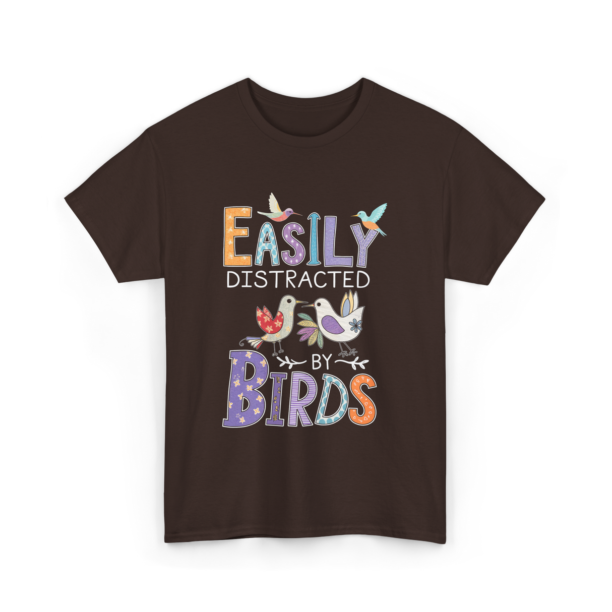 Easily Distracted Birds Birdwatching T-Shirt - Dark Chocolate