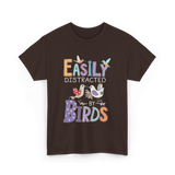 Easily Distracted Birds Birdwatching T-Shirt - Dark Chocolate