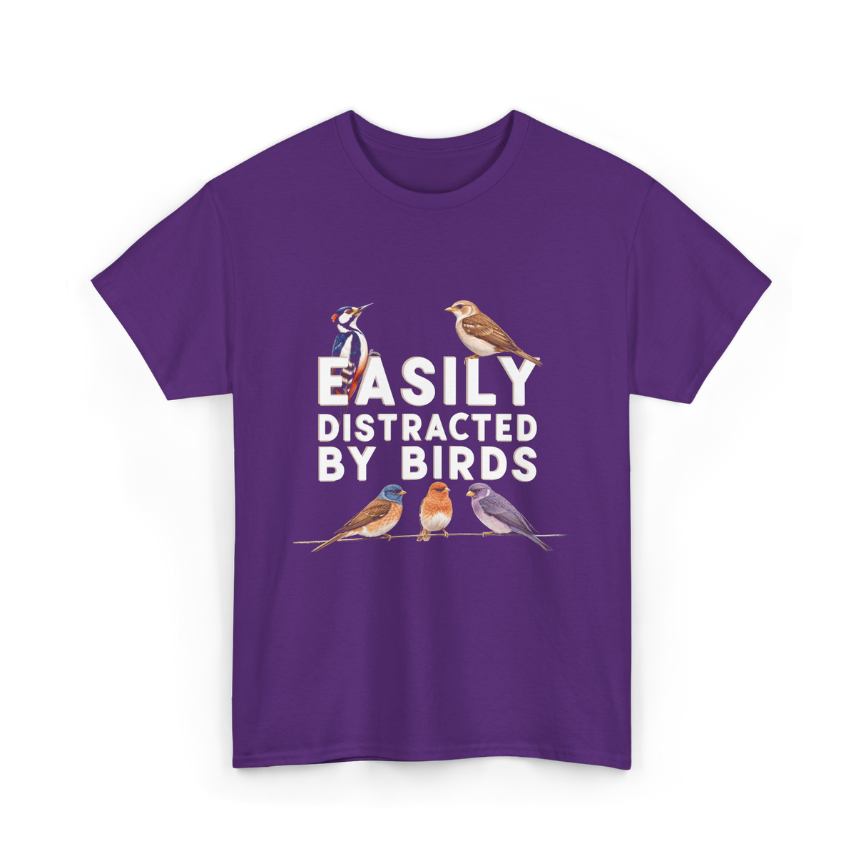 Easily Distracted By Birds Birdwatching T-Shirt - Purple