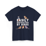 Easily Distracted By Birds Birdwatching T-Shirt - Navy