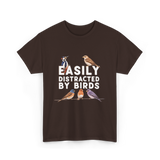 Easily Distracted By Birds Birdwatching T-Shirt - Dark Chocolate