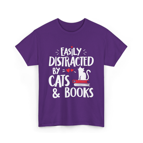 Easily Distracted by Cats Cat Lover T-Shirt - Purple