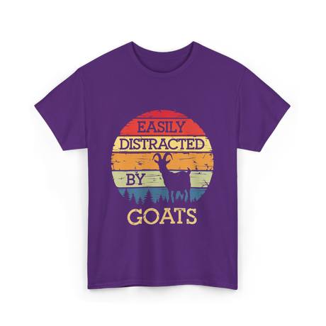 Easily Distracted By Goats Goat Lover T-Shirt - Purple