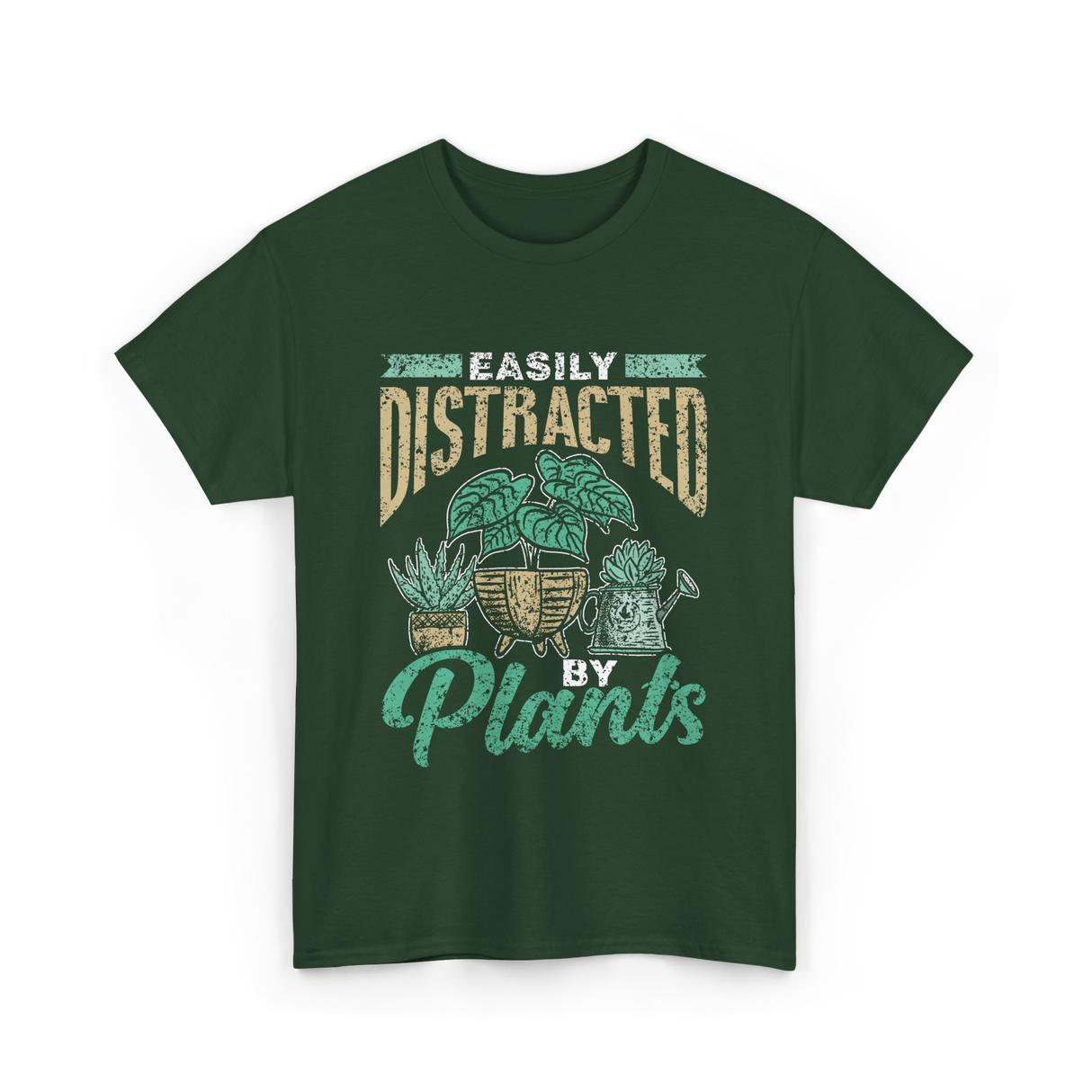 Easily Distracted By Plants Botany T-Shirt - Forest Green